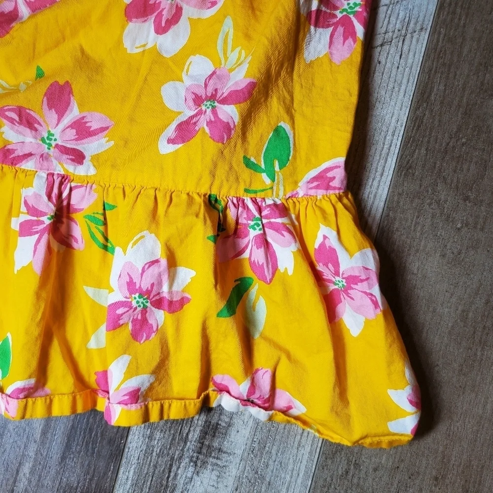 Old Navy Printed Sleeveless Ruffled-Hem Girls Dress Size Large 10/12 Yellow